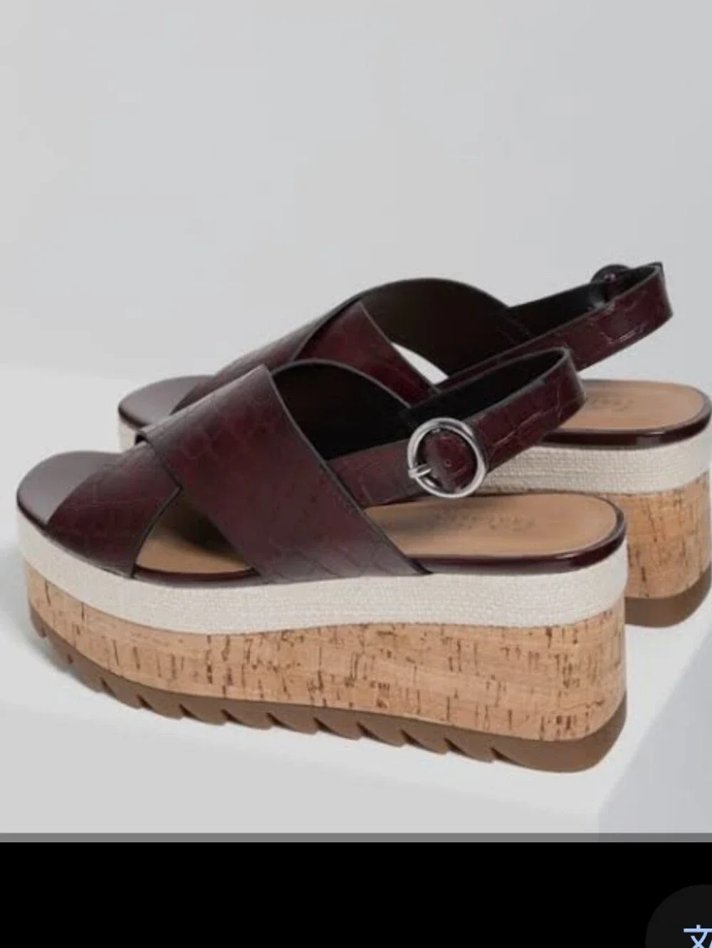 Zara Burgundy Crisscross Platform Slingback Sandals 9/Euro40